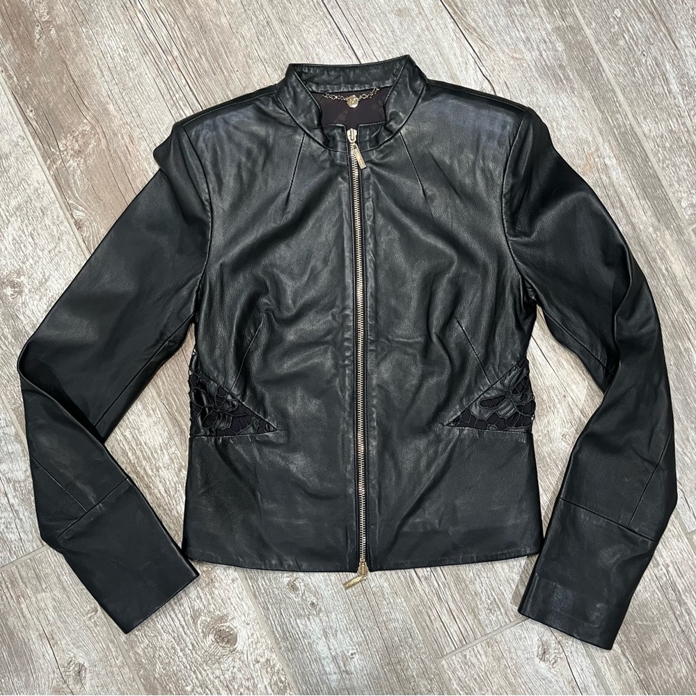 Marciano Faux Leather and Lace Biker Jacket